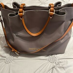 Dooney & Bourke Taupe Leather Tote with Tan Straps